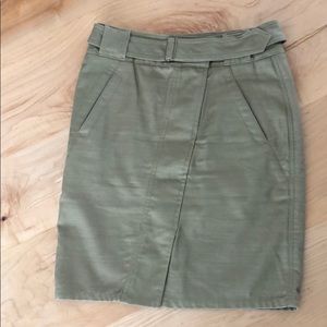 Khaki pencil skirt with belt